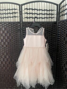 American Princess Pale Pink Tulle Pearl-Trim Dress